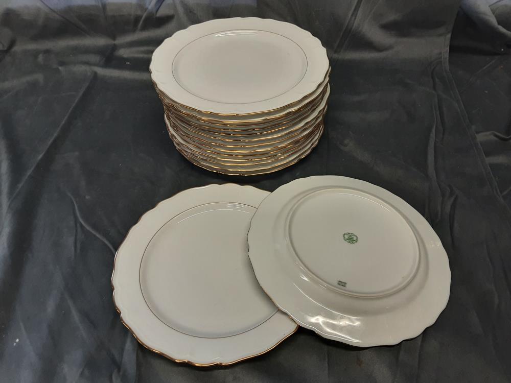 LOT DE 15 ASSIETTES PLATES PORCELAINE DE LIMOGES BORDURES DORÉES 