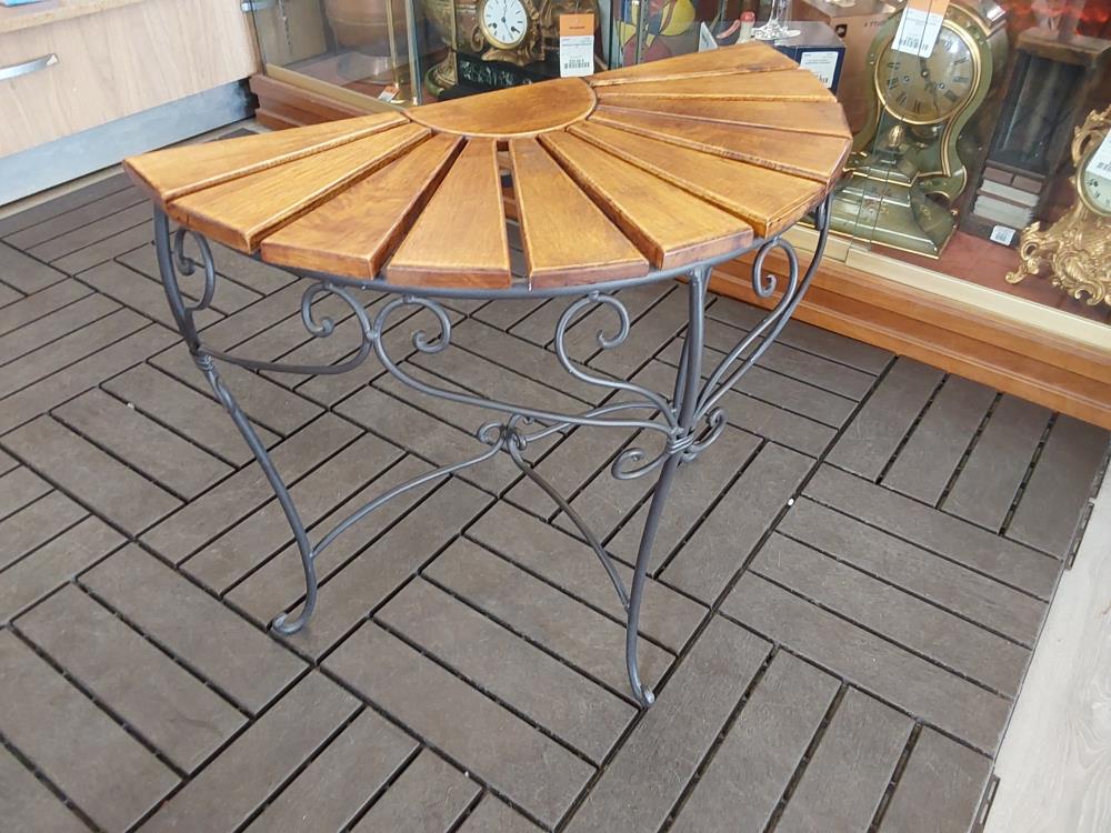 BOUT DE CANAPÉ DEMI-LUNE BOIS ET METAL