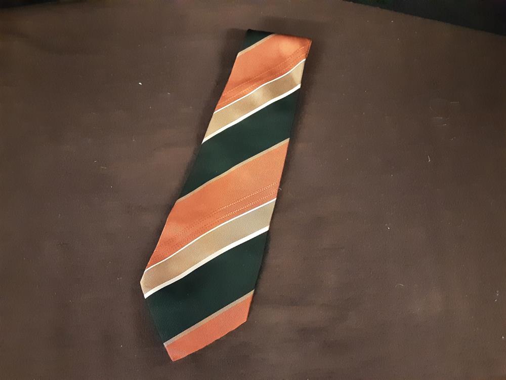 CRAVATE TERRACOTTA-VERT-DORÉ PIERRE CARDIN SOIE 