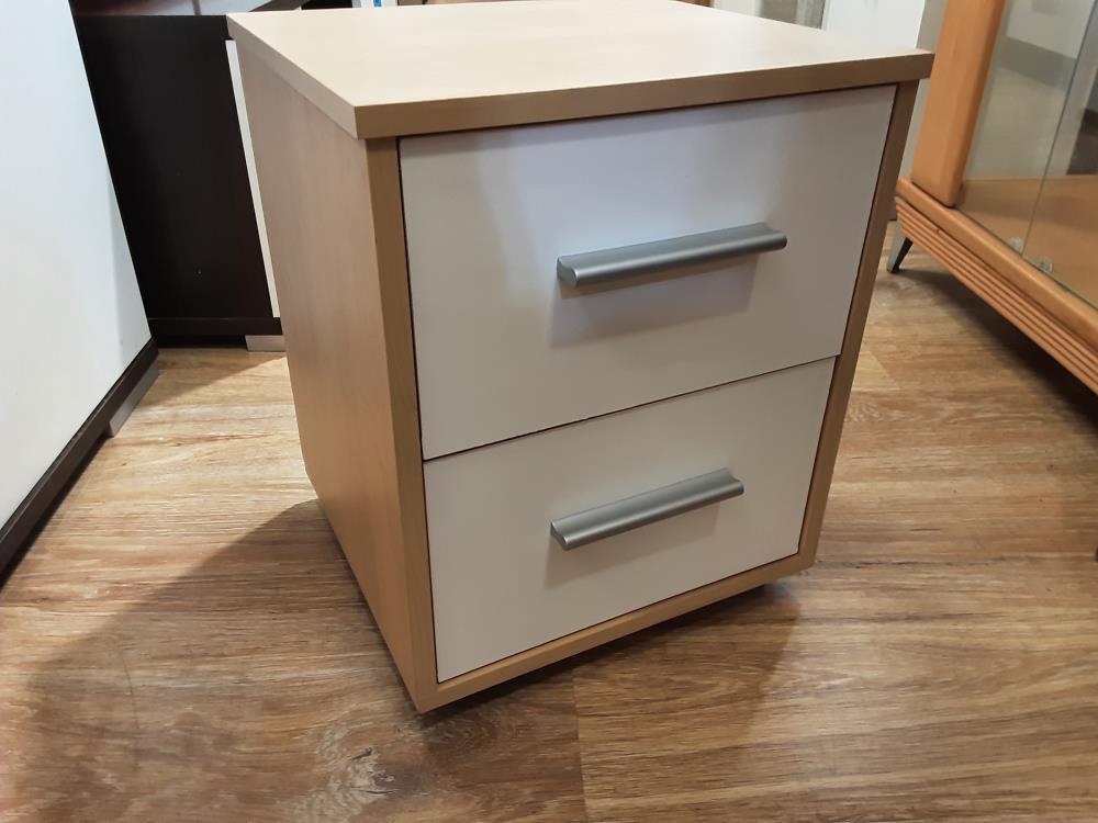 CHEVET 2 TIROIRS COLORIS BRUN ET BLANC