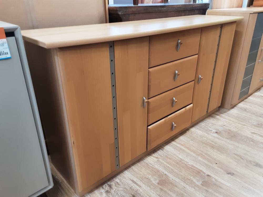 Bahut Bas 2 Portes 4 Tiroirs Coloris Brun Clair