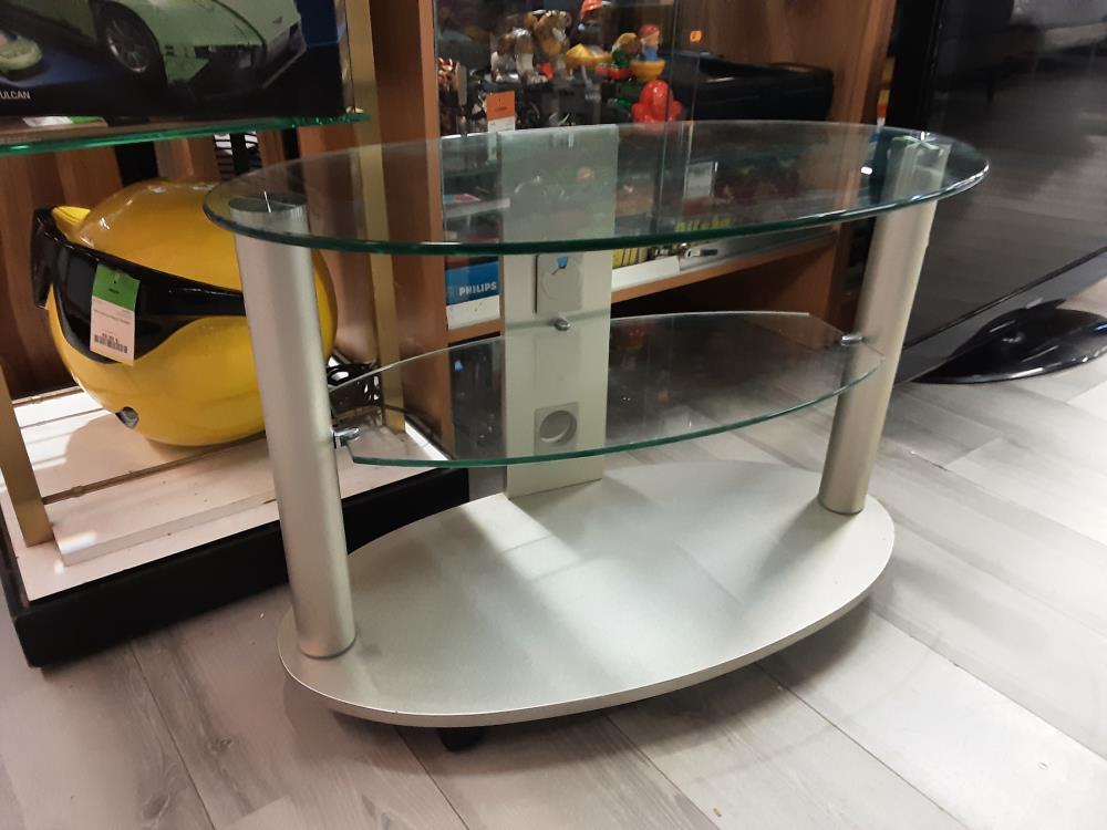 MEUBLE TELE OVALE EN VERRE