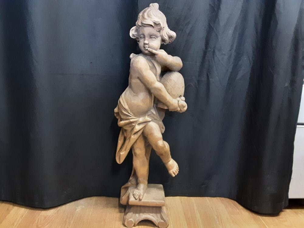 STATUE ENFANT EN BOIS HAUTEUR 82CM