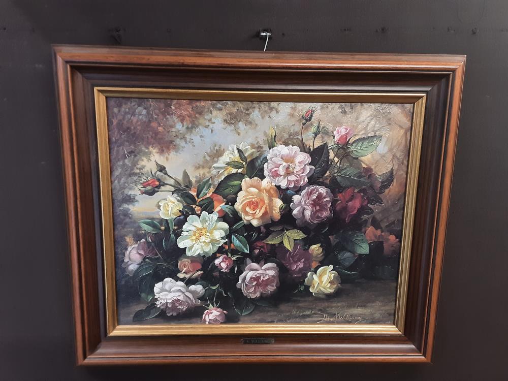 TABLEAU CHROMO FLEURS CADRE BOIS