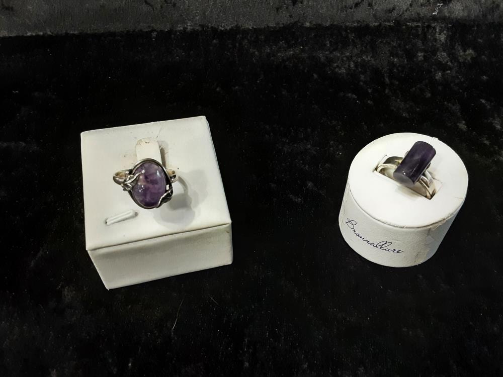 BAGUE ARGENT PIERRE VIOLETTE 