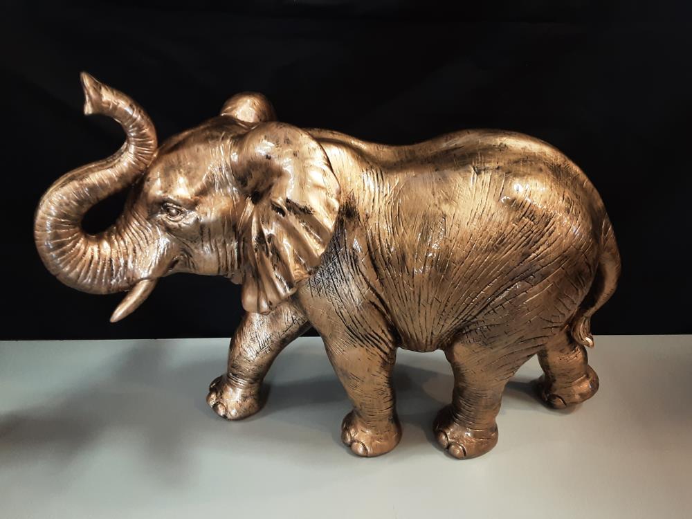 ELEPHANT RESINE DORÉ ET NOIR