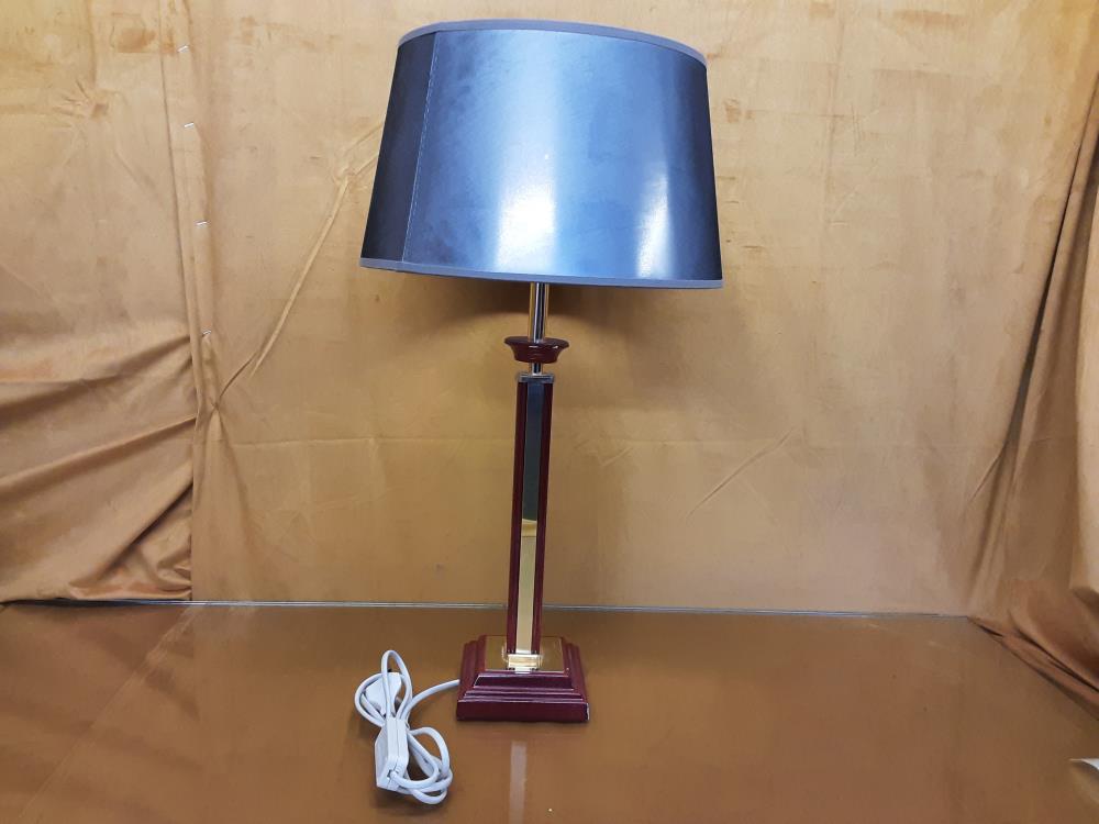 LAMPE DE SALON PIED BRUN ET DORÉ H56