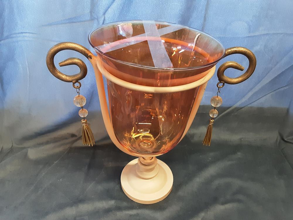 DECO METAL + BOL VERRE ORANGE