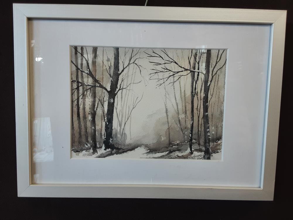 AQUARELLE FORET NOIR ET BLANC