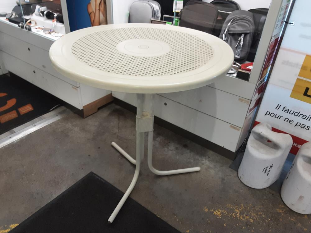 Table De Jardin Ronde Pied Metal Plateau Pvc