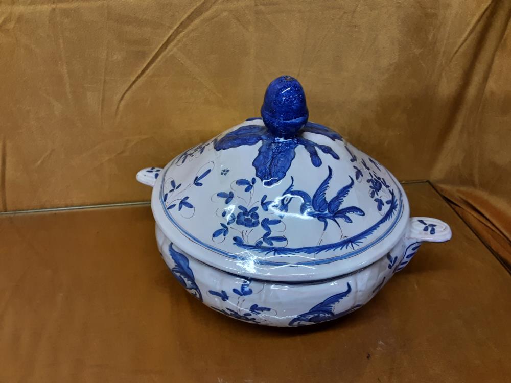 SOUPIERE BLEUE MOUSTIER PM DIAMETRE 17CM