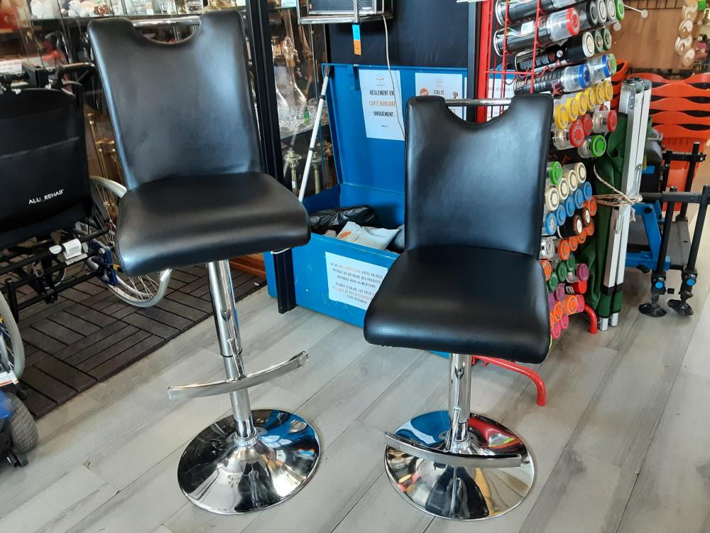 Tabouret De Bar Assise Simili Noir Pied Chrome