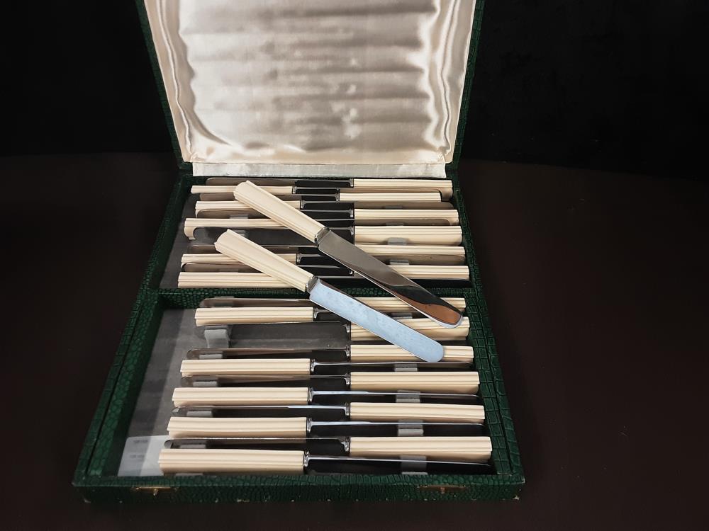 Lot De 12 Couteaux A Viandes + 12 Couteaux Fromages Manche Beige