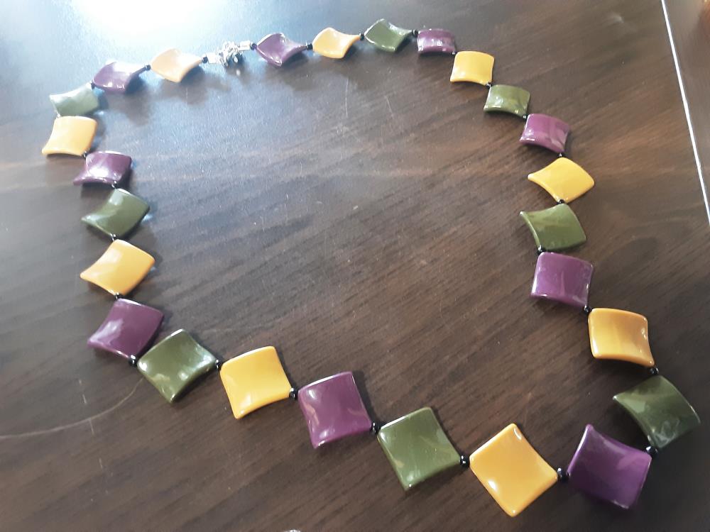 Collier Sautoir Losanges Multicolores