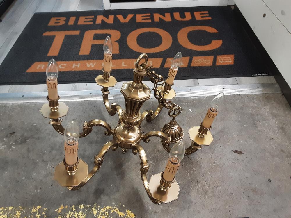 LUSTRE 6 BRANCHES BRONZE 