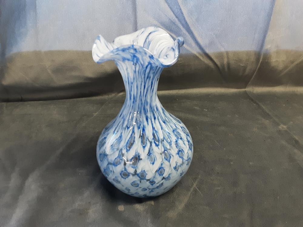 VASE PM PATE DE VERRE BLEU 17 CM DE HAUT