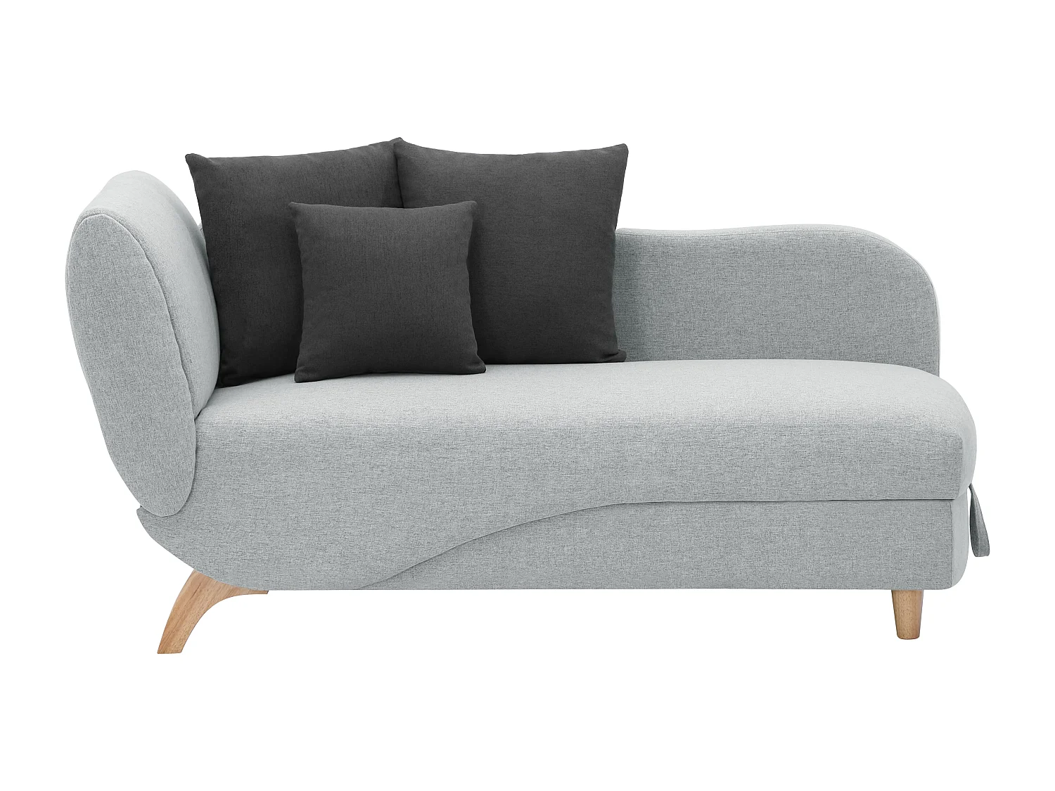 MÉRIDIENNE DROITE CONVERTIBLE AVEC COFFRE TISSU GRIS CLAIR (1181105-120907) 2ÈME CHOIX