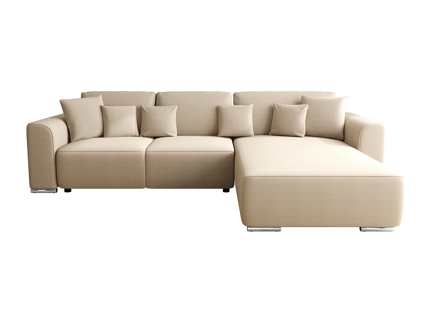 CANAPÉ RÉVERSIBLE - CONVERTIBLE TISSU BEIGE - 3 COLIS (144077) 2ÈME CHOIX