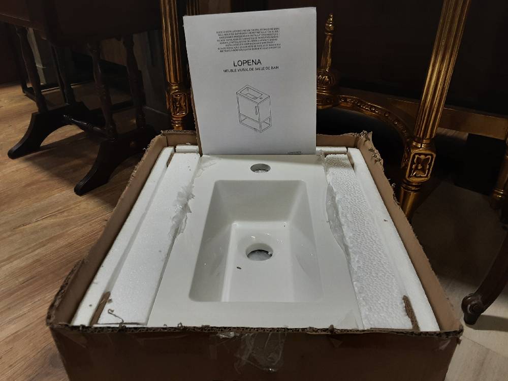 MEUBLE LAVE-MAIN SUSPENDU AVEC VASQUE 40CM COLORIS NATUREL CLAIR (1191519-125443) 2ÈME CHOIX