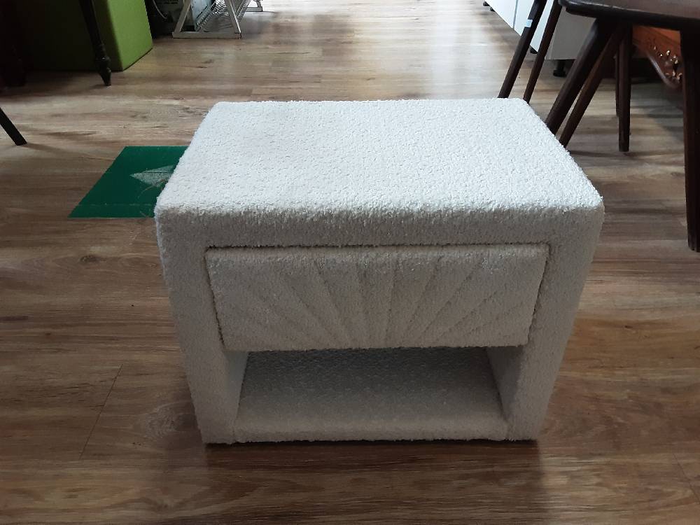 TABLE DE CHEVET 1 TIROIR+1 NICHE EN BOUCLETTE BLANC (1194192-146387) 2ÈME CHOIX