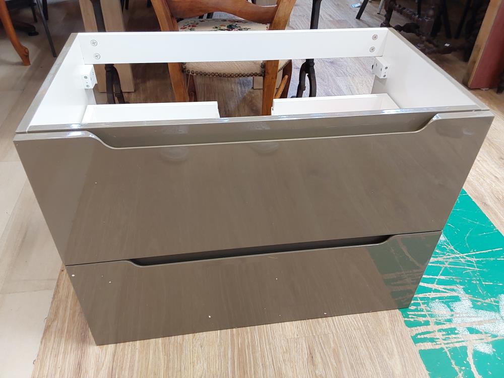 MEUBLE SOUS VASQUE SUSPENDU 2 TIROIRS TAUPE (1194604-120761) 2ÈME CHOIX