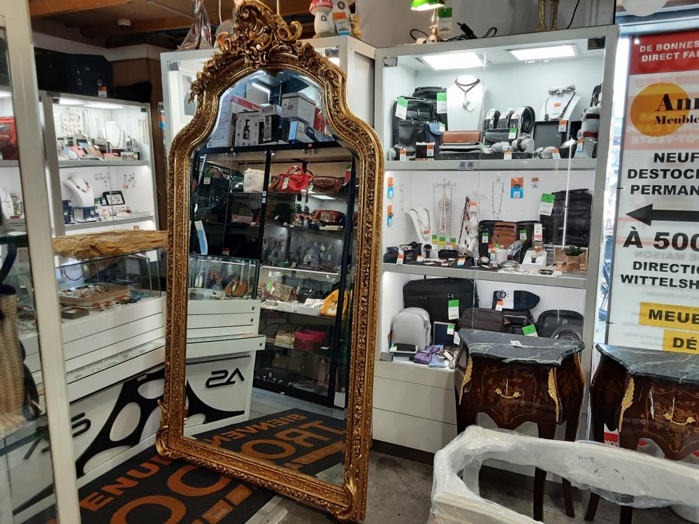 MIROIR BAROQUE TGM CADRE BOIS DORE TGM ANGLES ENTRANTS ROSACE ROCOCO