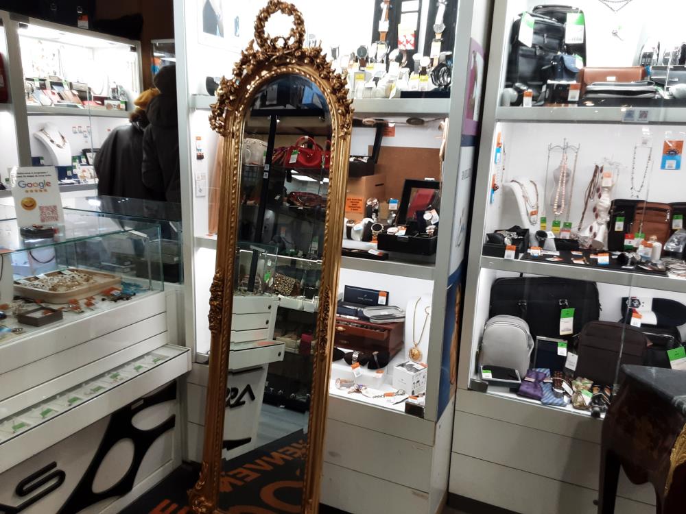 MIROIR LONG BAROQUE CADRE DORE COURONNE FLEURS