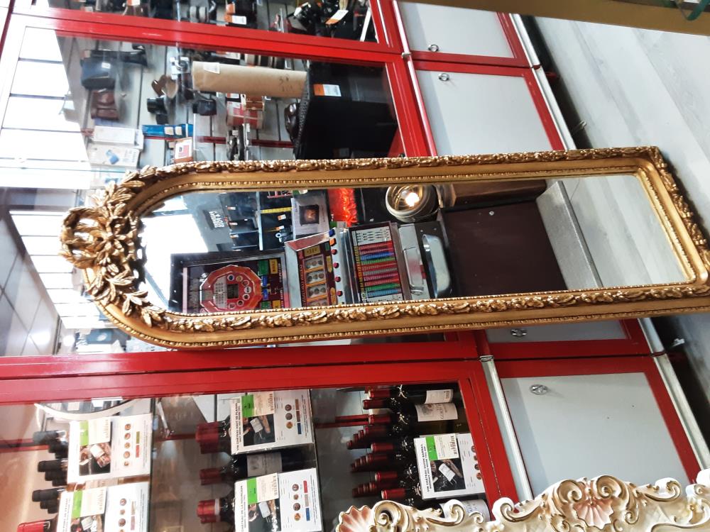 MIROIR LONG ROSACE DOUBLE AVEC NOEUD CADRE BOIS DORE
