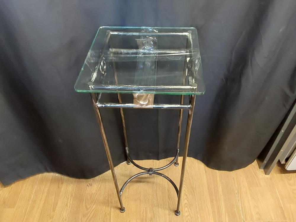 SELLETTE PLATEAU VERRE PIEDS METAL 