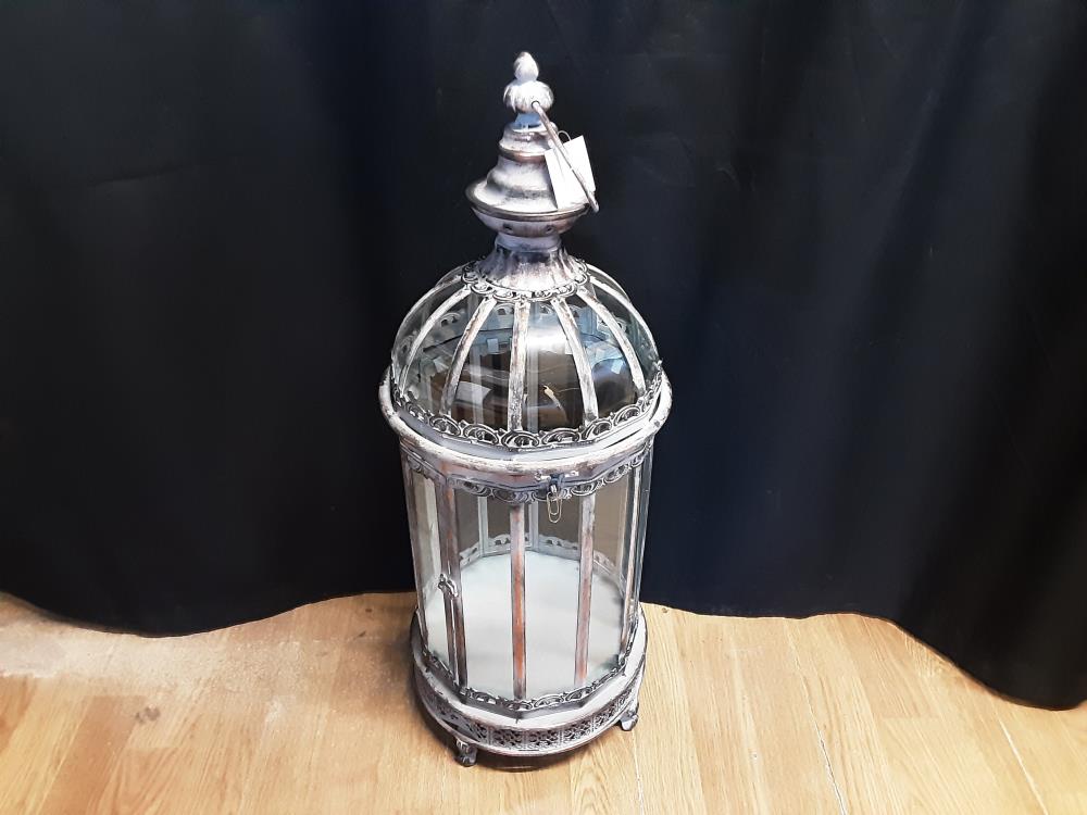 LANTERNE RONDE GM METAL PATINE A FACETTES VERRE (LA-93)