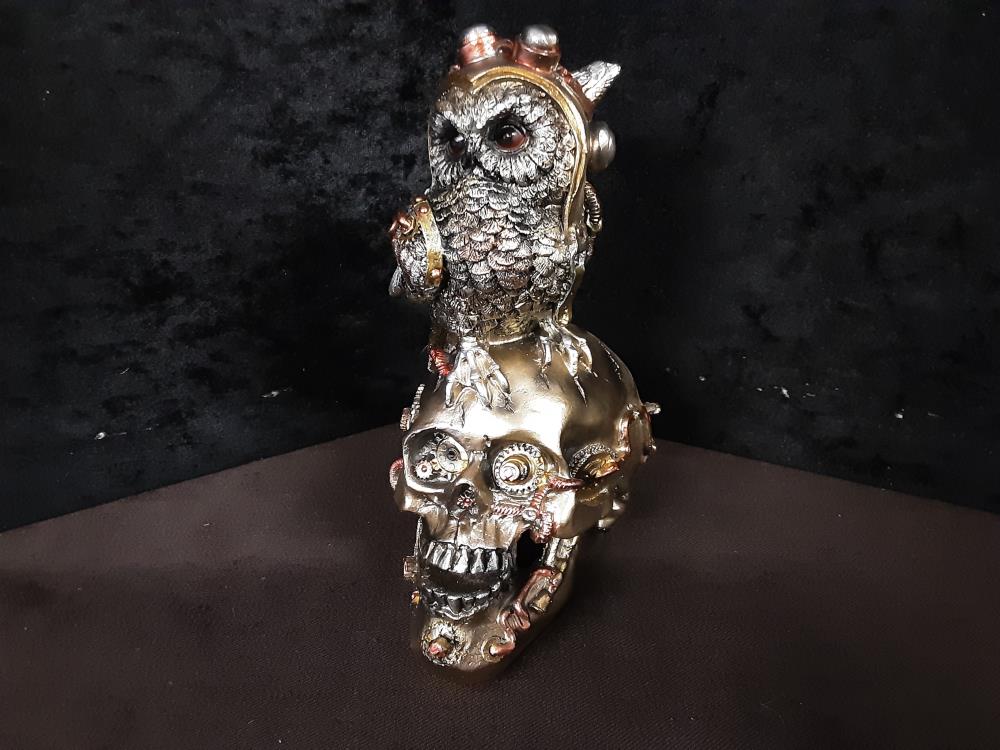 TETE DE MORT + CHOUETTE EN RESINE (SP-20)