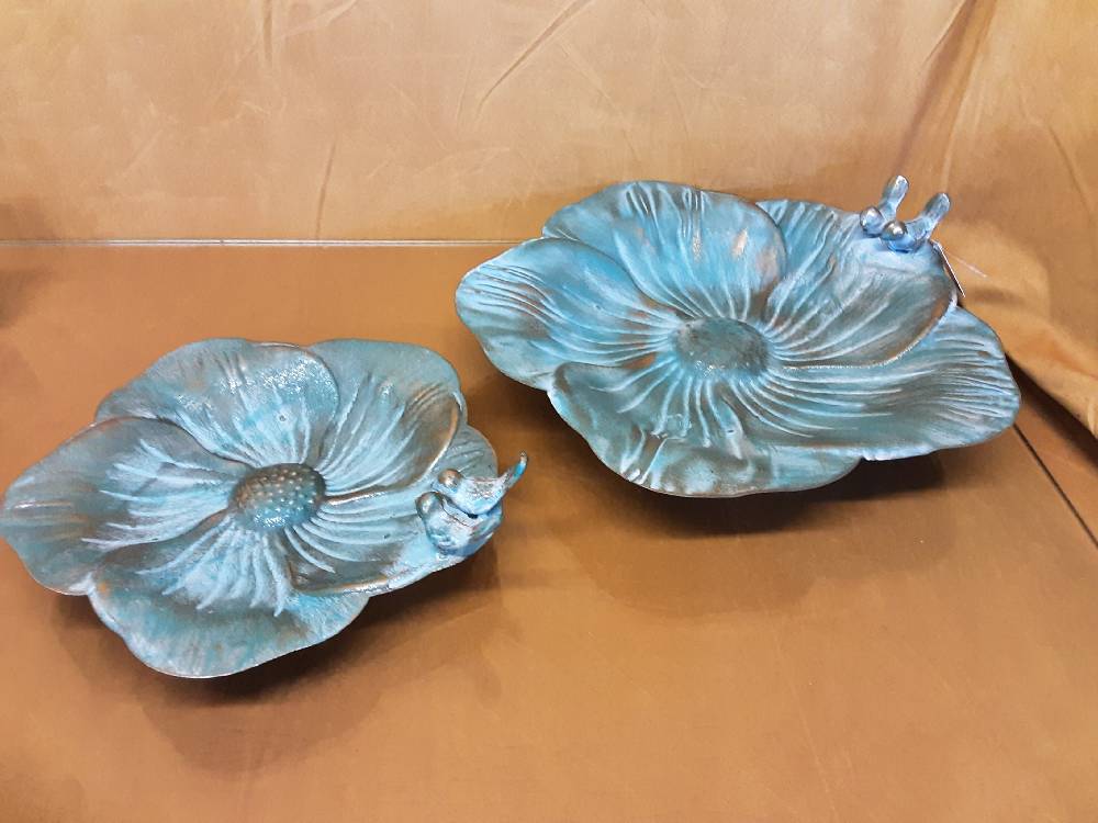 LOT DE 2 COUPELLES VERTES METAL POUR OISEAUX (TZ-62)