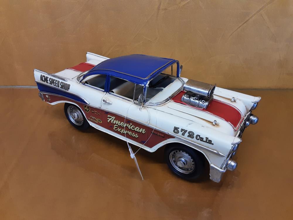 VÉHICULE EN MÉTAL AMERICAN EXPRESS BLEU-ROUGE (8AT-36186)