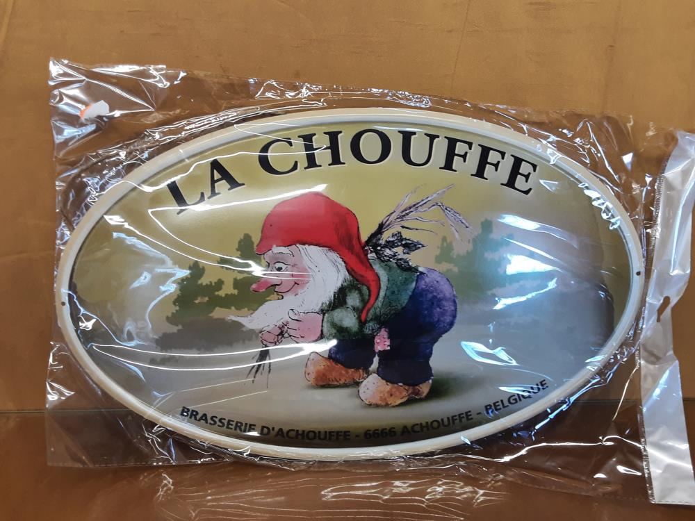 PLAQUE MÉTAL OVALE BIERE CHOUFFE L.56CM (8PL-1603833552222)
