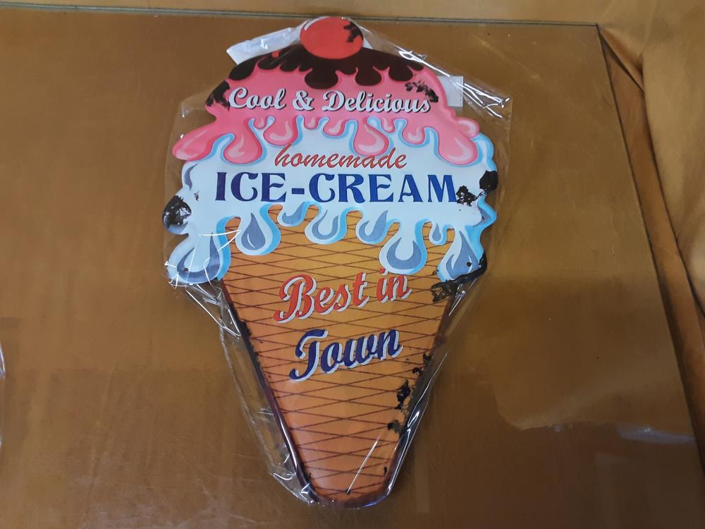 PLAQUE MÉTAL CORNET GLACE "ICE CREAM" (8PL-1390829463333)