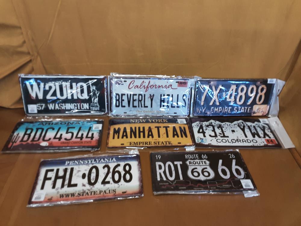 PLAQUE MÉTAL IMMATRICULATION USA 15X30CM 