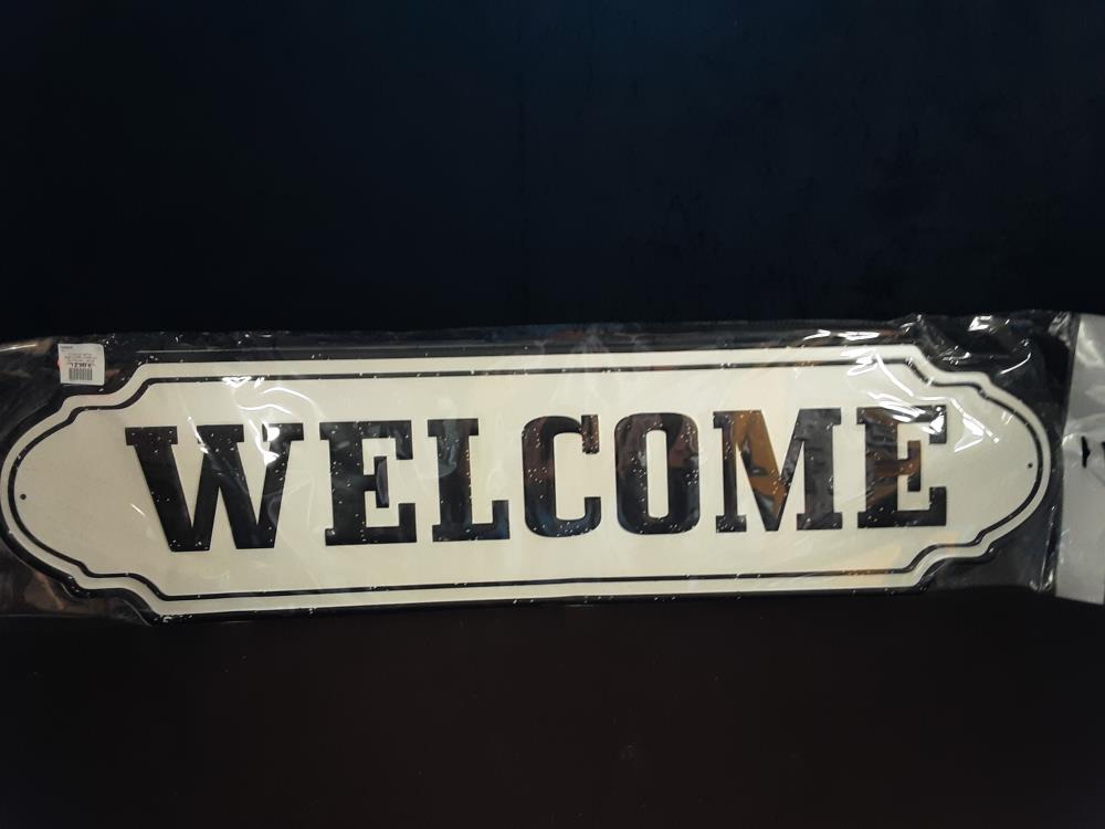 PLAQUE MÉTAL WELCOME NOIRE ET BLANCHE L.80CM (8PL-865820802222)