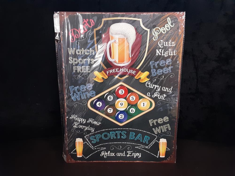 PLAQUE MÉTAL 25X33CM "SPORTS BAR"(8PL-1380825331111)