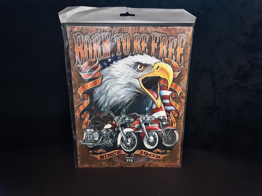 PLAQUE MÉTAL 25X33CM BORN TO BE FREE (8PL-1510825331111)