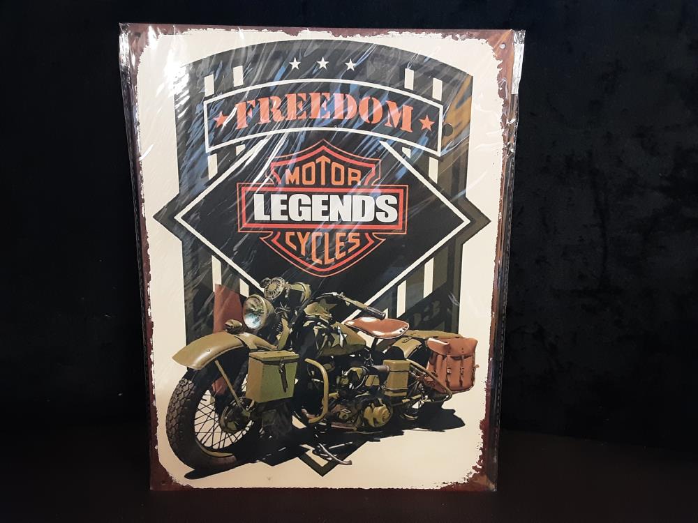 PLAQUE MÉTAL 25X33CM FREEDOM MOTOR LEGENDS CYCLES (8PL-999825331111)