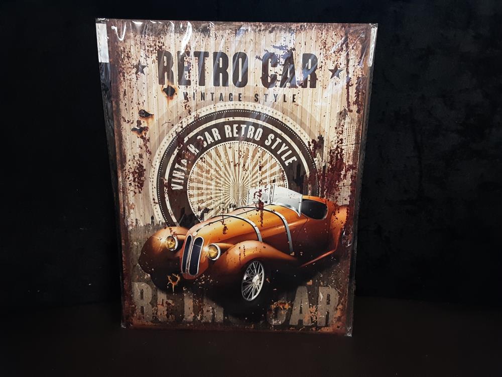 PLAQUE MÉTAL 25X33CM RETRO CAR (8PL-661825331111)