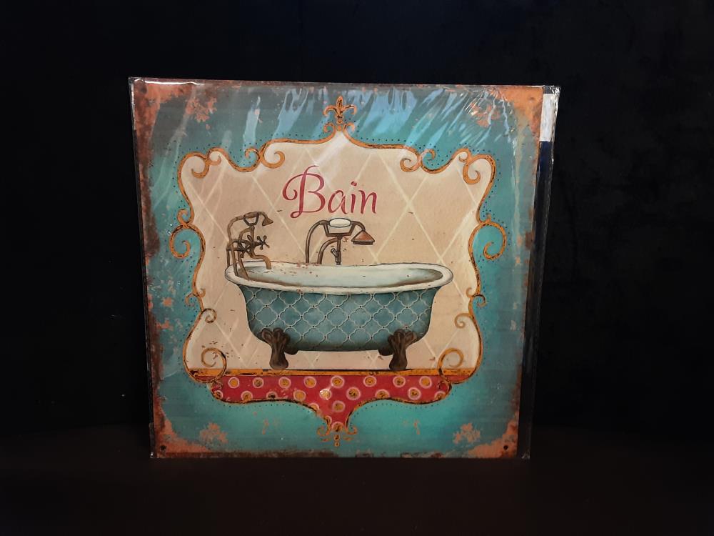 PLAQUE MÉTAL 30X30CM BAIN (8PL-592830301111)