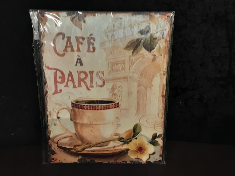 PLAQUE MÉTAL CAFE A PARIS 20X25CM (8PL-28820251111)