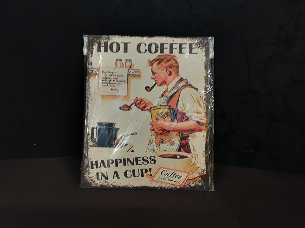 PLAQUE MÉTAL HOT COFFEE 20X25CM (8PL-1352820251111)