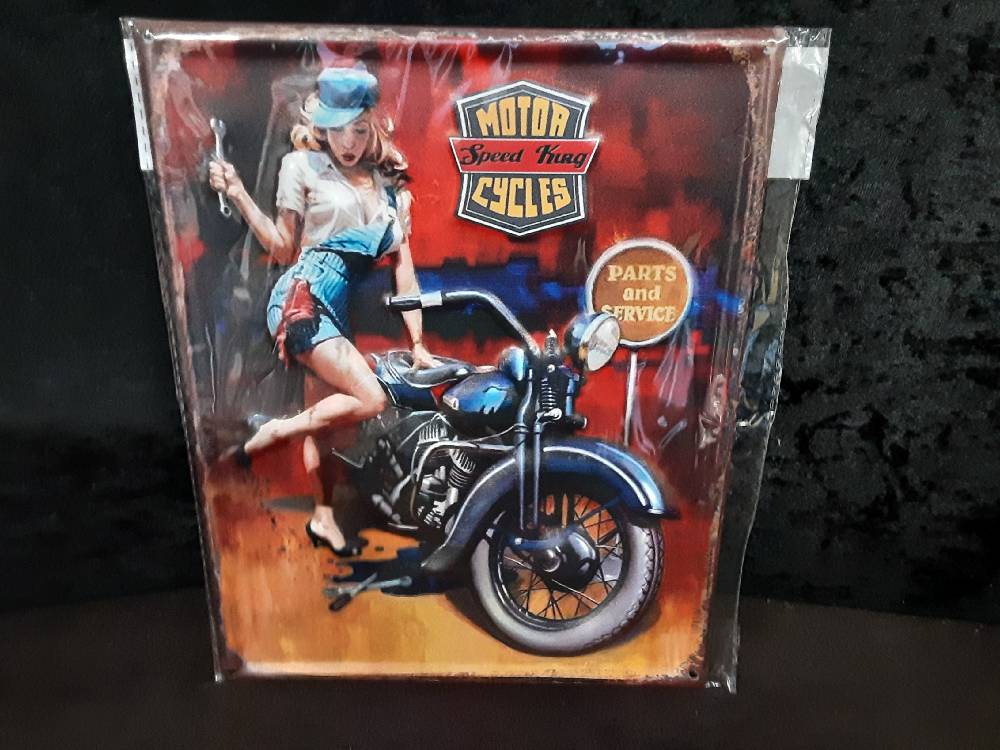 PLAQUE MÉTAL 20X24.5CM - MOTOR CYCLES RELIEF (8PL-997820252222)