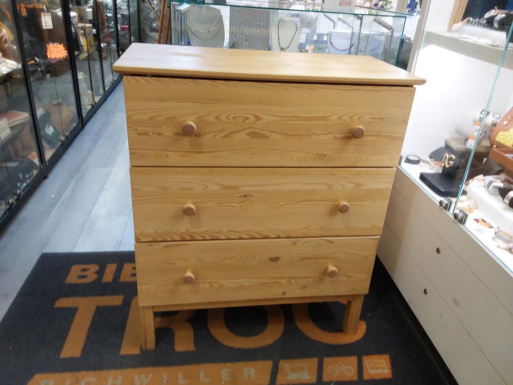 COMMODE 3 TIROIRS EN PIN