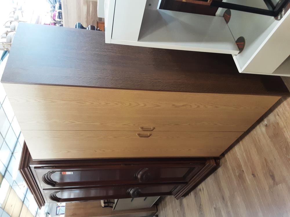 ARMOIRE 2 PORTES PLACAGE BOIS BICOLORE