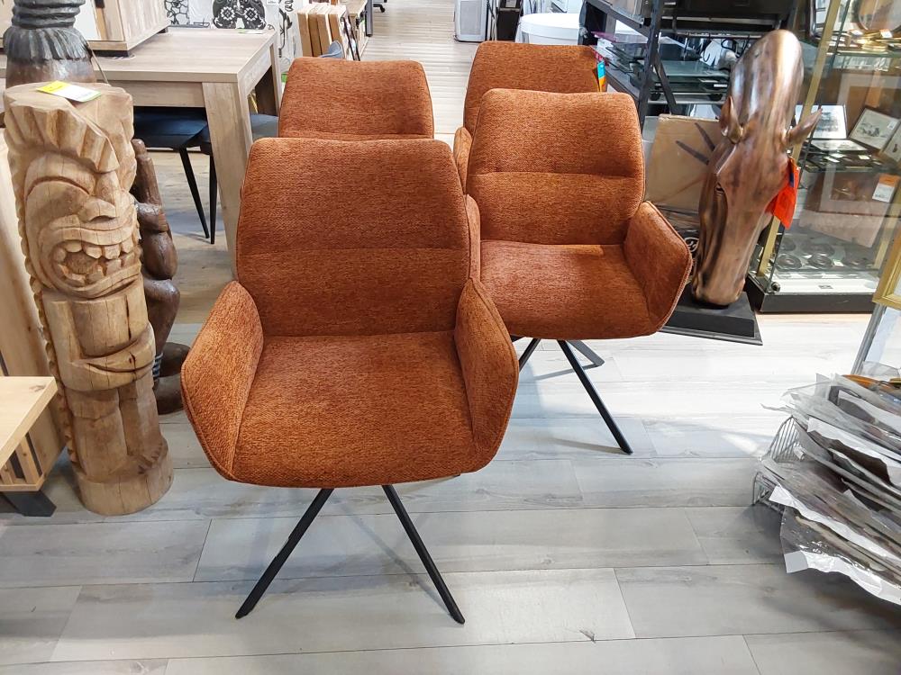 LOT DE 4 FAUTEUILS PIVOTANTS TISSU TERRACOTTA - 2ÈME CHOIX (1783TE)