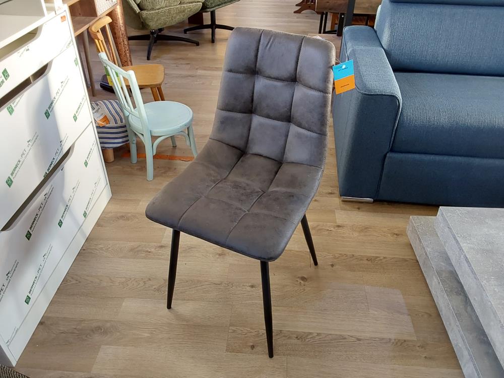CHAISE MICROFIBRE COLORIS GRIS ANTHRACITE - PIEDS MÉTAL NOIR - DESTOCK (1791GR)