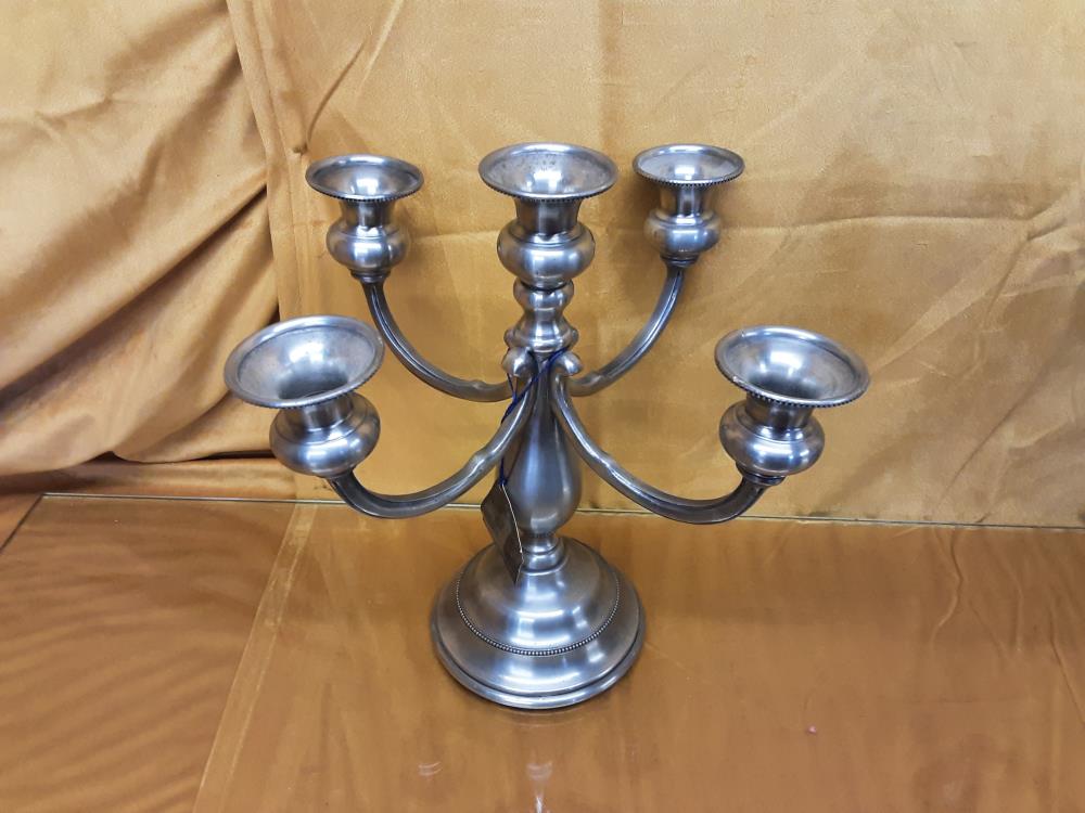 BOUGEOIR 5 BRANCHES ETAIN POLI